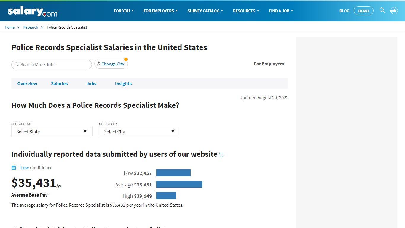 Police Records Specialist Salary | Salary.com